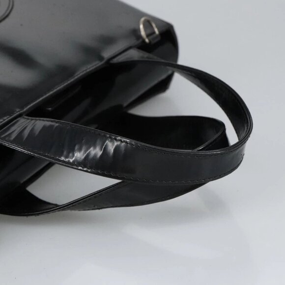 GUCCI Hand Bag Enamel 2way Black Silver - Picture 7 of 15